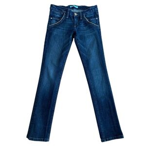 Rare Marciano jeans stunning gold details distressed dark blue distressed denim